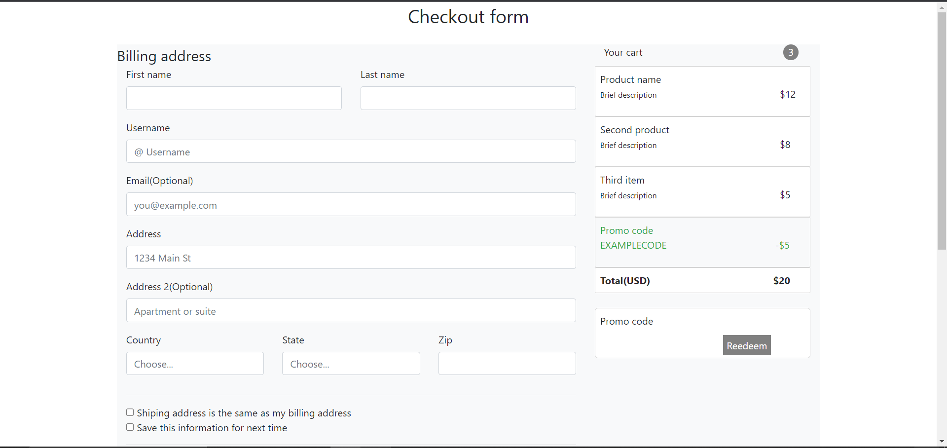 CHECKOUT FORM